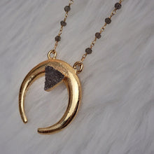 Load image into Gallery viewer, Druzy Crescent Statement Necklace