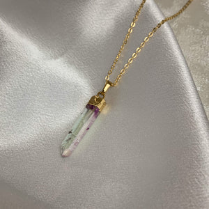 Aura Quartz // Gold Dipped Point Necklace