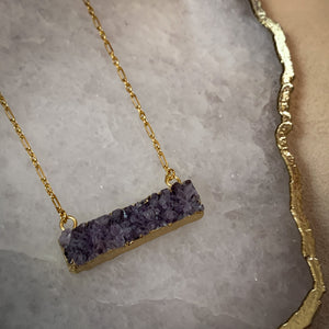 Amethyst // Druzy Bar Necklace
