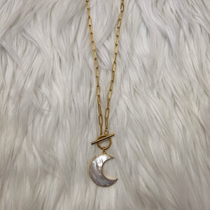 Mother of Pearl // Moon Toggle Clasp Necklace