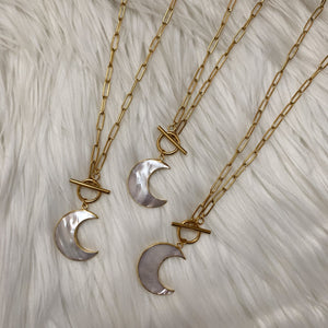 Mother of Pearl // Moon Toggle Clasp Necklace