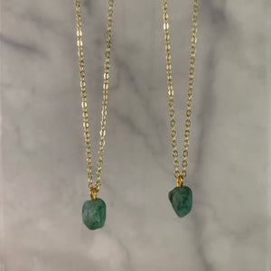 Emerald // Raw Dainty Necklace