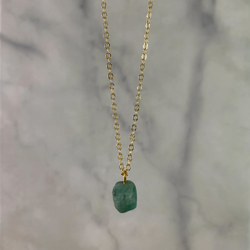 Emerald | Raw Dainty Necklace