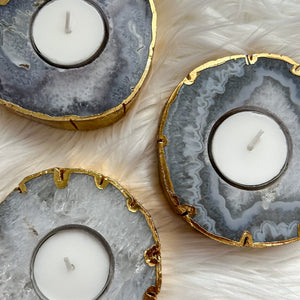 Agate // Gold Dipped Tealight Candle Holder
