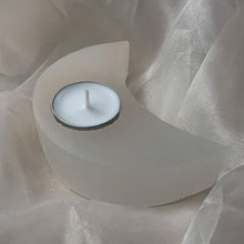 Load image into Gallery viewer, Satin Spar &quot;Selenite&quot; // Crescent Tealight Candle Holder